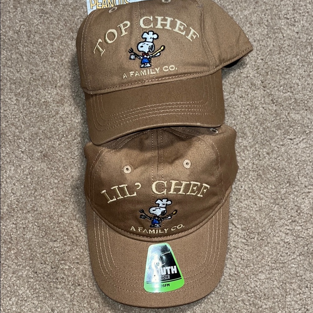Peanuts DAD & ME Tan matching adjustable ball caps .. adult & youth NWT